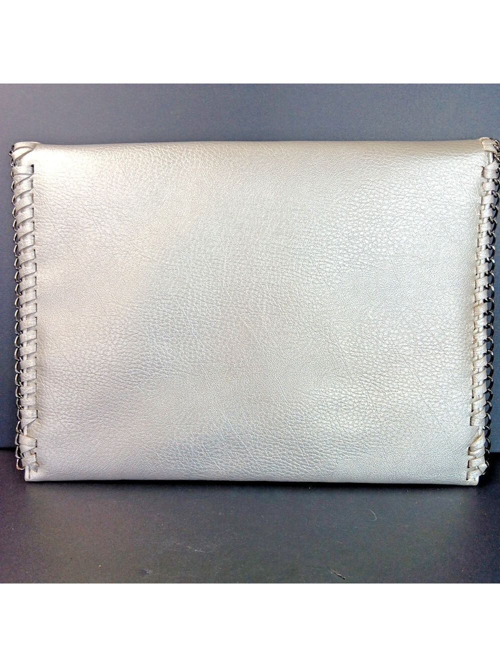 Rare Design Lab Lord And Taylor Envelope Purse Silver 11 X 8 In Minimalist - Picture 4 of 11